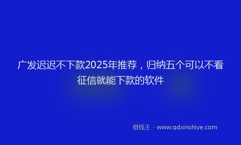 广发迟迟不下款2025年推荐，归纳五个可以不看征信就能下款的软件
