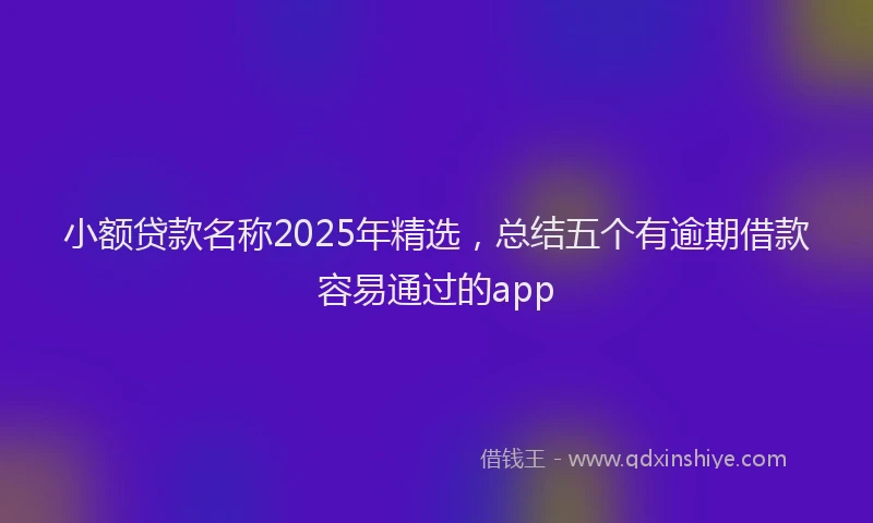 小额贷款名称2025年精选，总结五个有逾期借款容易通过的app