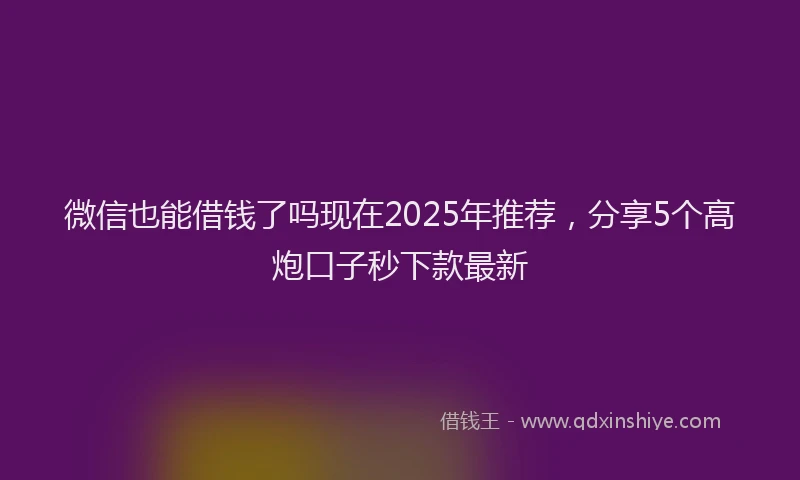 微信也能借钱了吗现在2025年推荐，分享5个高炮口子秒下款最新