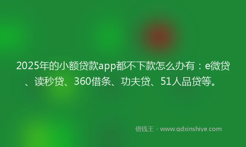 2025年的小额贷款app都不下款怎么办有：e微贷、读秒贷、360借条、功夫贷、51人品贷等。