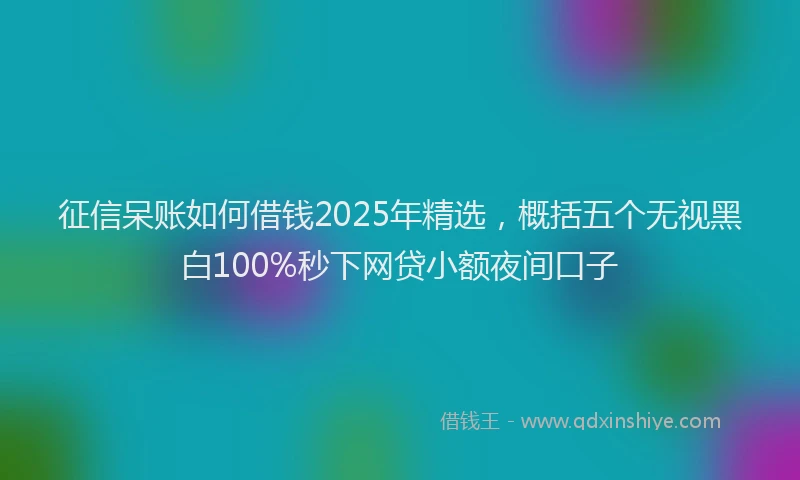 征信呆账如何借钱2025年精选，概括五个无视黑白100%秒下网贷小额夜间口子