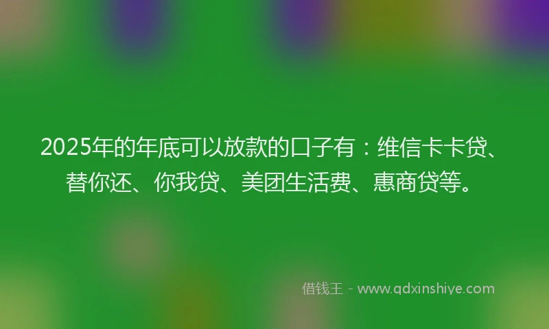 2025年的年底可以放款的口子有：维信卡卡贷、替你还、你我贷、美团生活费、惠商贷等。