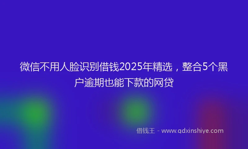 微信不用人脸识别借钱2025年精选，整合5个黑户逾期也能下款的网贷