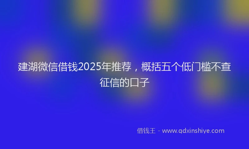 建湖微信借钱2025年推荐，概括五个低门槛不查征信的口子