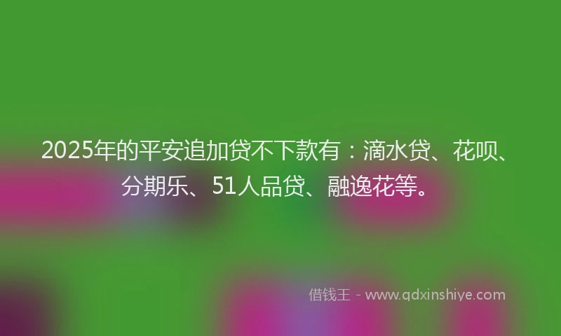 2025年的平安追加贷不下款有：滴水贷、花呗、分期乐、51人品贷、融逸花等。