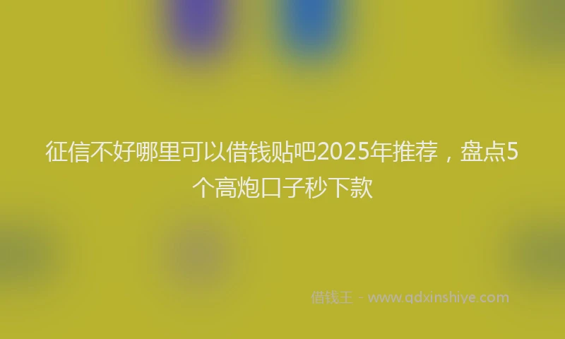 征信不好哪里可以借钱贴吧2025年推荐，盘点5个高炮口子秒下款