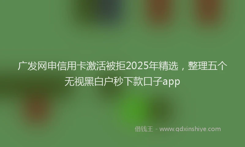 广发网申信用卡激活被拒2025年精选，整理五个无视黑白户秒下款口子app