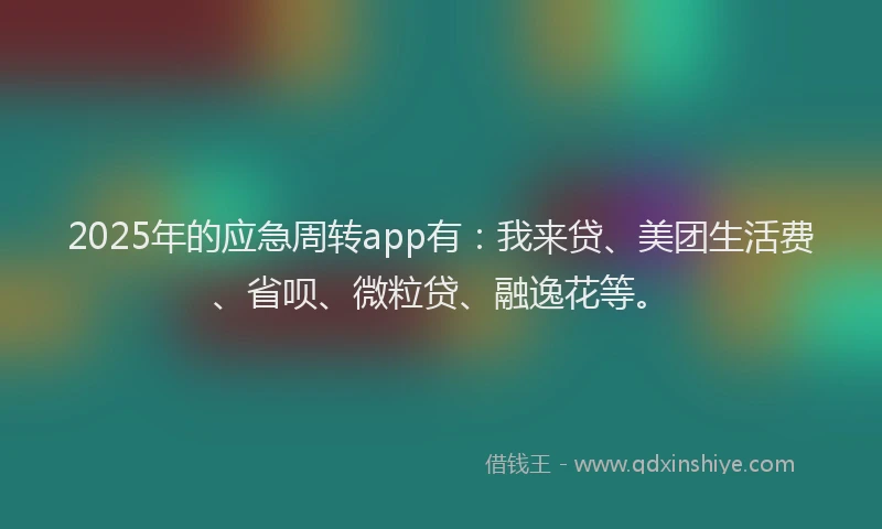 2025年的应急周转app有：我来贷、美团生活费、省呗、微粒贷、融逸花等。
