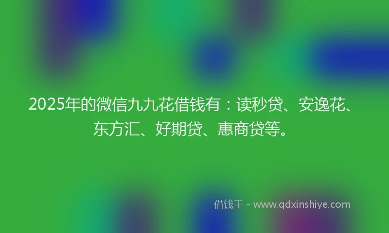 2025年的微信九九花借钱有：读秒贷、安逸花、东方汇、好期贷、惠商贷等。