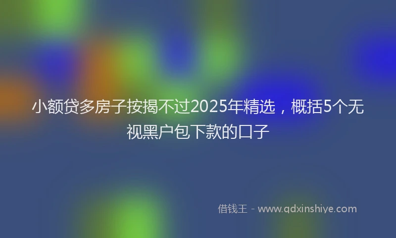 小额贷多房子按揭不过2025年精选，概括5个无视黑户包下款的口子