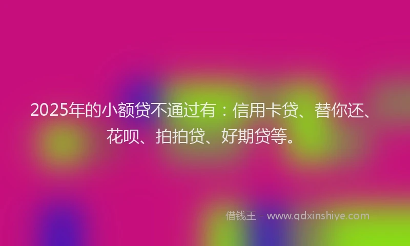 2025年的小额贷不通过有：信用卡贷、替你还、花呗、拍拍贷、好期贷等。