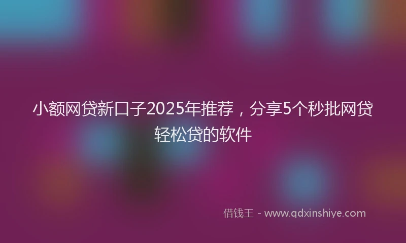 小额网贷新口子2025年推荐，分享5个秒批网贷轻松贷的软件