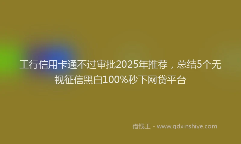工行信用卡通不过审批2025年推荐，总结5个无视征信黑白100%秒下网贷平台