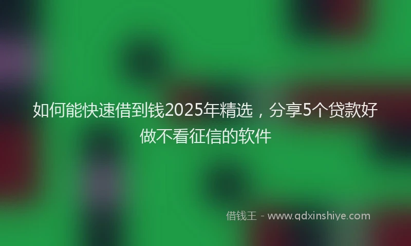 如何能快速借到钱2025年精选，分享5个贷款好做不看征信的软件