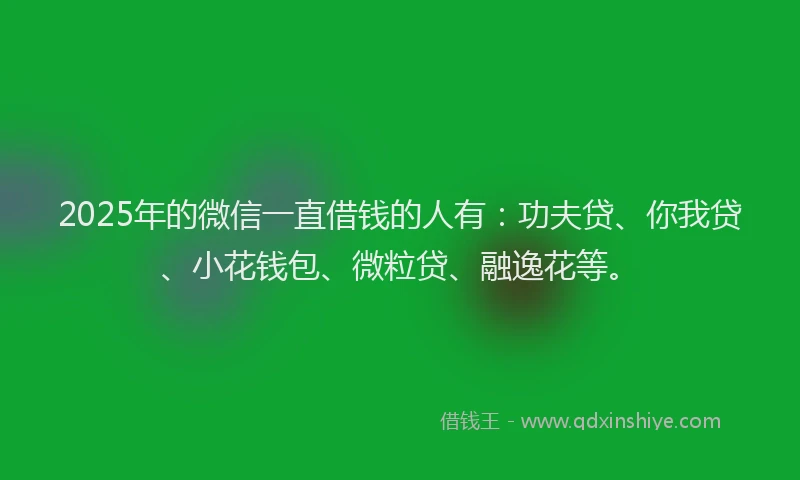 2025年的微信一直借钱的人有：功夫贷、你我贷、小花钱包、微粒贷、融逸花等。