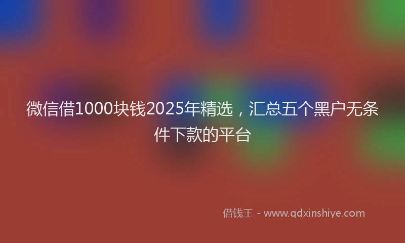 微信借1000块钱2025年精选，汇总五个黑户无条件下款的平台