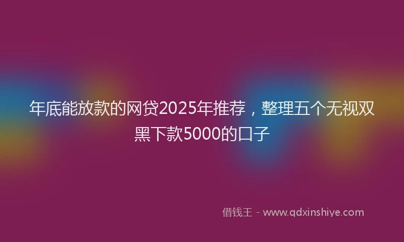 年底能放款的网贷2025年推荐，整理五个无视双黑下款5000的口子