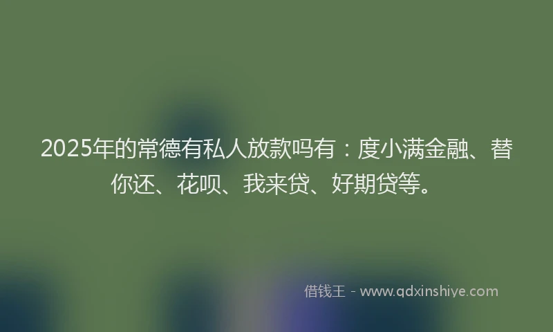 2025年的常德有私人放款吗有：度小满金融、替你还、花呗、我来贷、好期贷等。