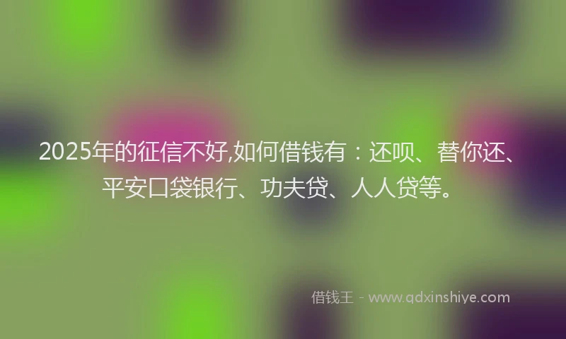 2025年的征信不好,如何借钱有：还呗、替你还、平安口袋银行、功夫贷、人人贷等。