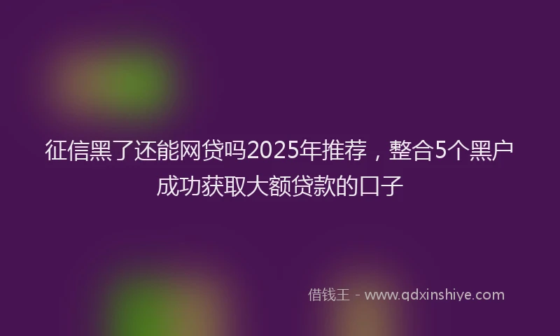 征信黑了还能网贷吗2025年推荐，整合5个黑户成功获取大额贷款的口子