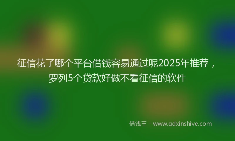 征信花了哪个平台借钱容易通过呢2025年推荐，罗列5个贷款好做不看征信的软件