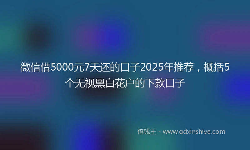 微信借5000元7天还的口子2025年推荐，概括5个无视黑白花户的下款口子