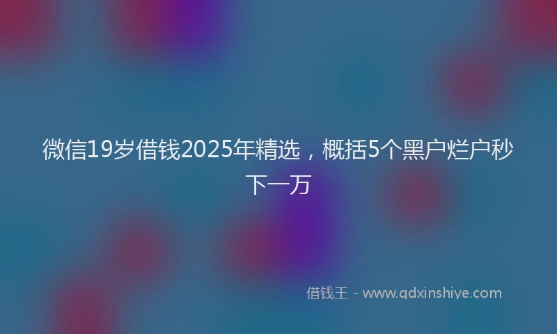 微信19岁借钱2025年精选，概括5个黑户烂户秒下一万