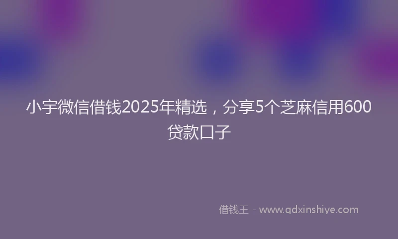 小宇微信借钱2025年精选，分享5个芝麻信用600贷款口子