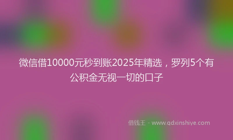 微信借10000元秒到账2025年精选，罗列5个有公积金无视一切的口子