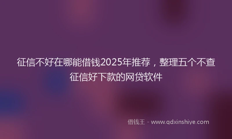 征信不好在哪能借钱2025年推荐，整理五个不查征信好下款的网贷软件