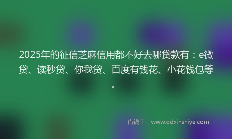 2025年的征信芝麻信用都不好去哪贷款有：e微贷、读秒贷、你我贷、百度有钱花、小花钱包等。