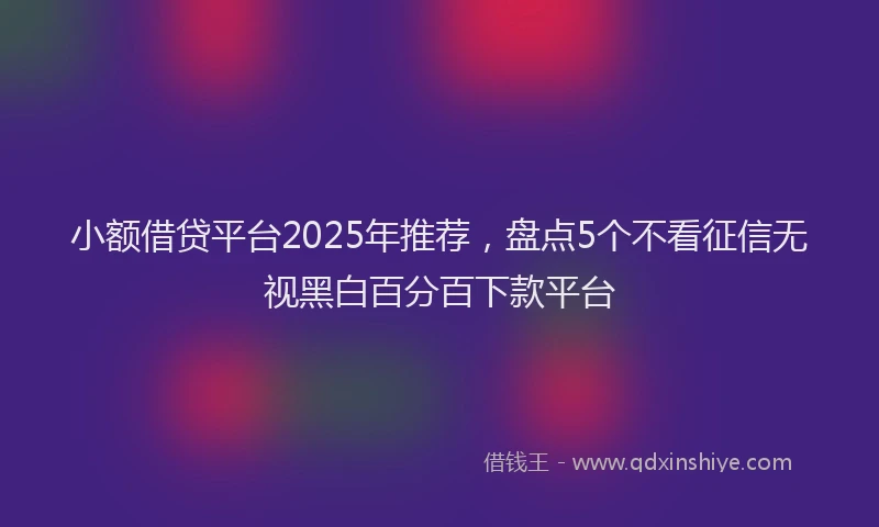 小额借贷平台2025年推荐，盘点5个不看征信无视黑白百分百下款平台