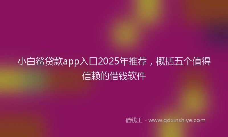 小白鲨贷款app入口2025年推荐，概括五个值得信赖的借钱软件