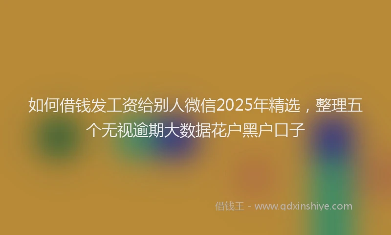 如何借钱发工资给别人微信2025年精选，整理五个无视逾期大数据花户黑户口子