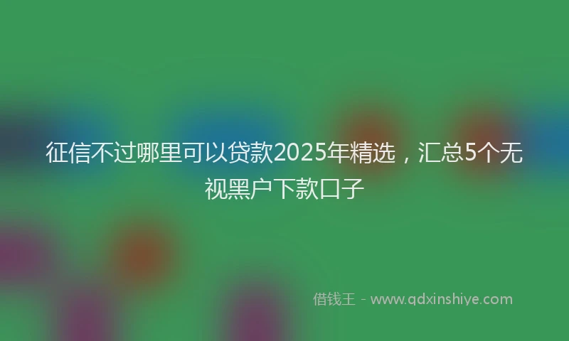 征信不过哪里可以贷款2025年精选，汇总5个无视黑户下款口子
