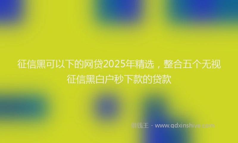 征信黑可以下的网贷2025年精选，整合五个无视征信黑白户秒下款的贷款