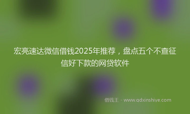 宏亮速达微信借钱2025年推荐，盘点五个不查征信好下款的网贷软件
