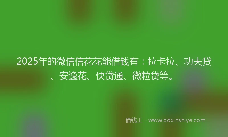 2025年的微信信花花能借钱有：拉卡拉、功夫贷、安逸花、快贷通、微粒贷等。