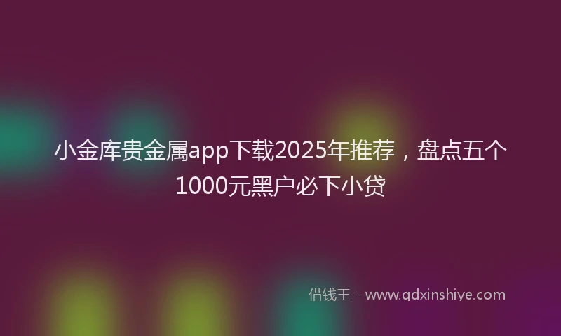 小金库贵金属app下载2025年推荐，盘点五个1000元黑户必下小贷