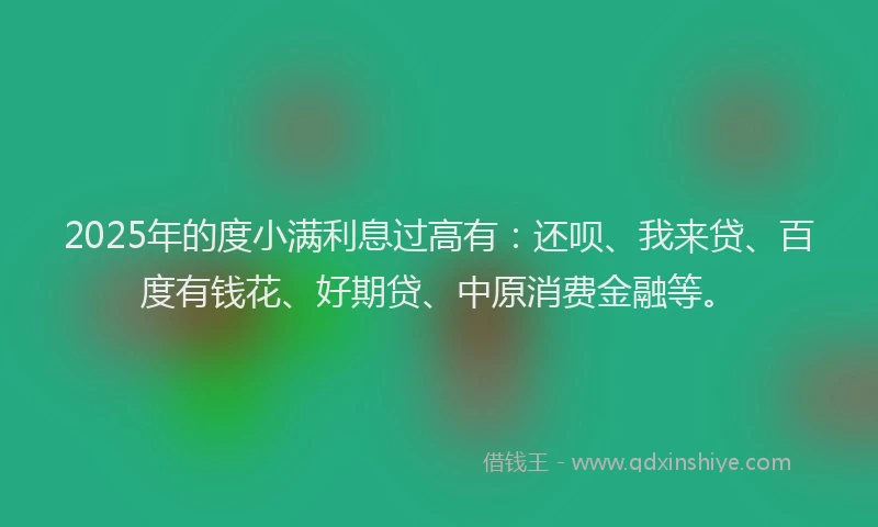 2025年的度小满利息过高有：还呗、我来贷、百度有钱花、好期贷、中原消费金融等。