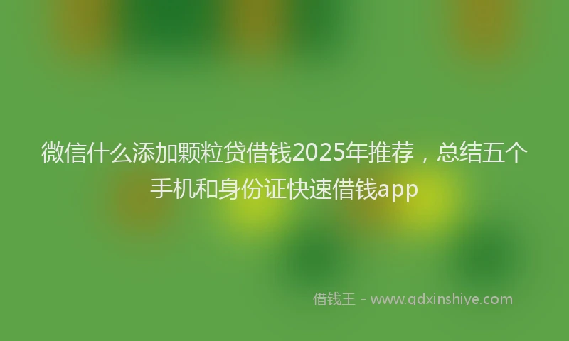 微信什么添加颗粒贷借钱2025年推荐，总结五个手机和身份证快速借钱app