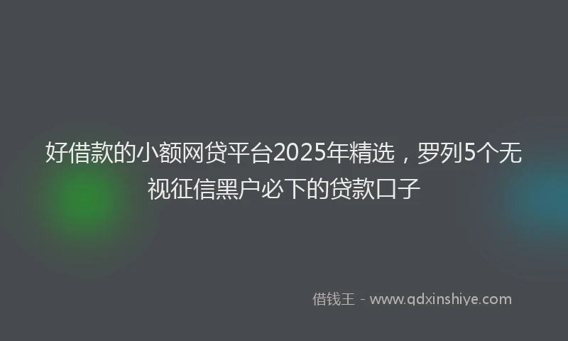 好借款的小额网贷平台2025年精选，罗列5个无视征信黑户必下的贷款口子