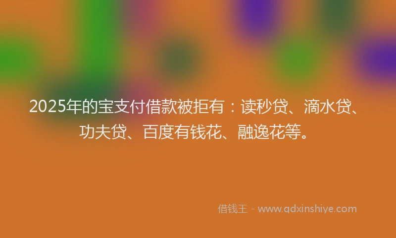 2025年的宝支付借款被拒有：读秒贷、滴水贷、功夫贷、百度有钱花、融逸花等。