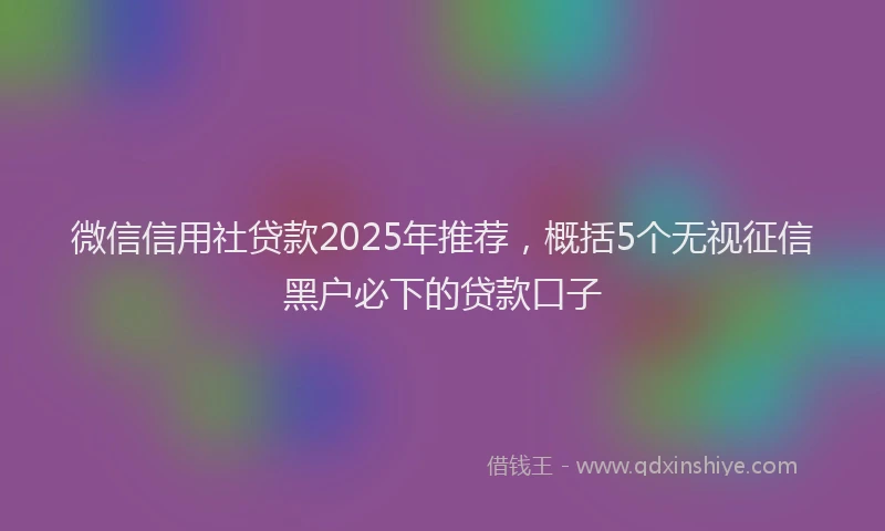 微信信用社贷款2025年推荐，概括5个无视征信黑户必下的贷款口子