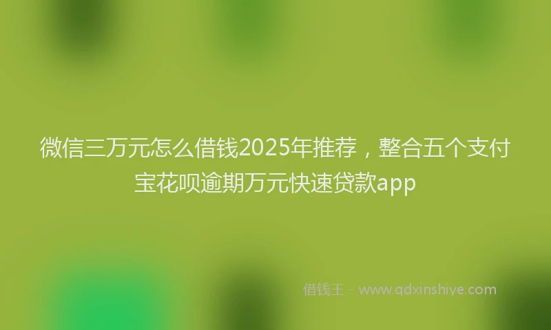微信三万元怎么借钱2025年推荐，整合五个支付宝花呗逾期万元快速贷款app