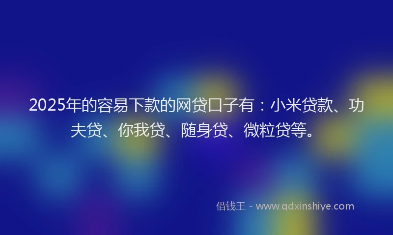 2025年的容易下款的网贷口子有：小米贷款、功夫贷、你我贷、随身贷、微粒贷等。