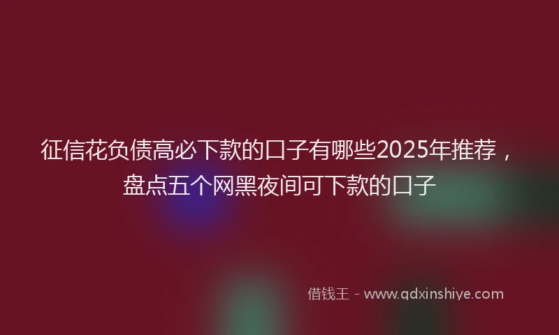 征信花负债高必下款的口子有哪些2025年推荐，盘点五个网黑夜间可下款的口子