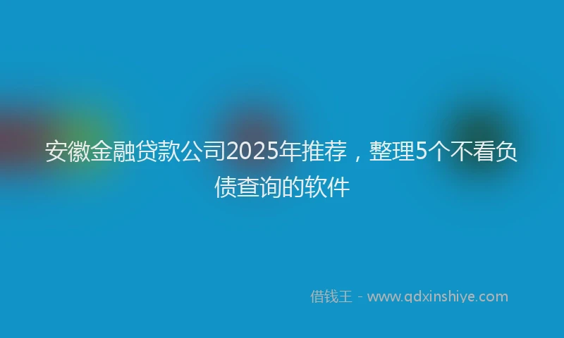安徽金融贷款公司2025年推荐，整理5个不看负债查询的软件