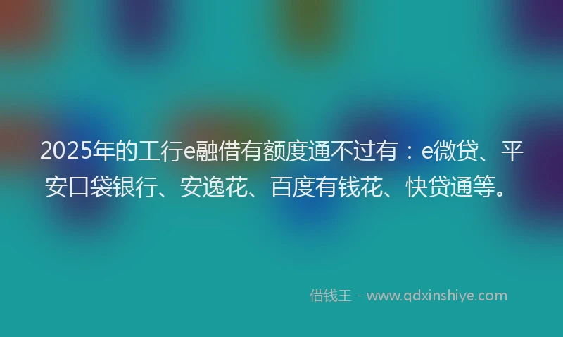 2025年的工行e融借有额度通不过有：e微贷、平安口袋银行、安逸花、百度有钱花、快贷通等。