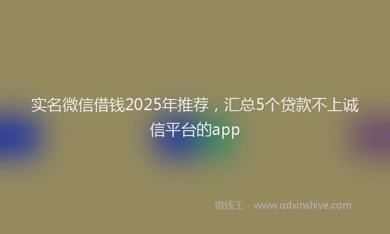 实名微信借钱2025年推荐，汇总5个贷款不上诚信平台的app